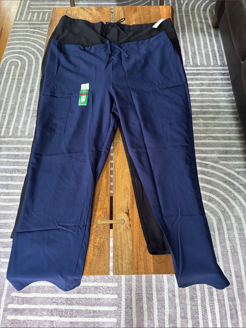 NWT, Set of 2 Scrubstar Women's Cargo Scrub Pants in Navy and Black